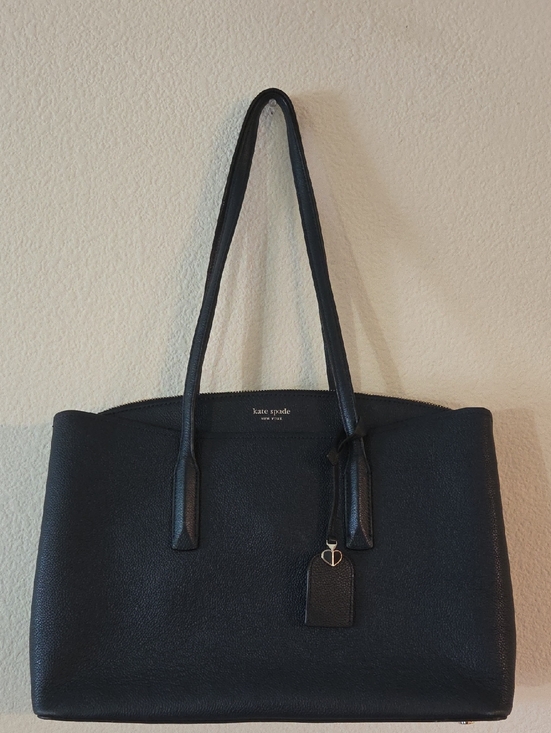 kate spade Handbags - kate spade Navy Pebbled Leather Margaux Shoulder Tote with Tag Charm